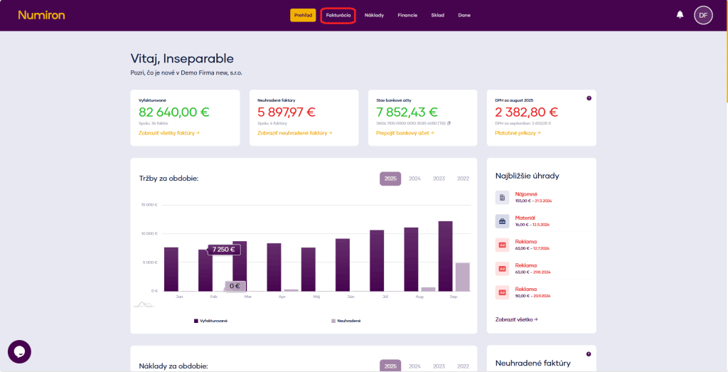 1 prehlad fakturacia