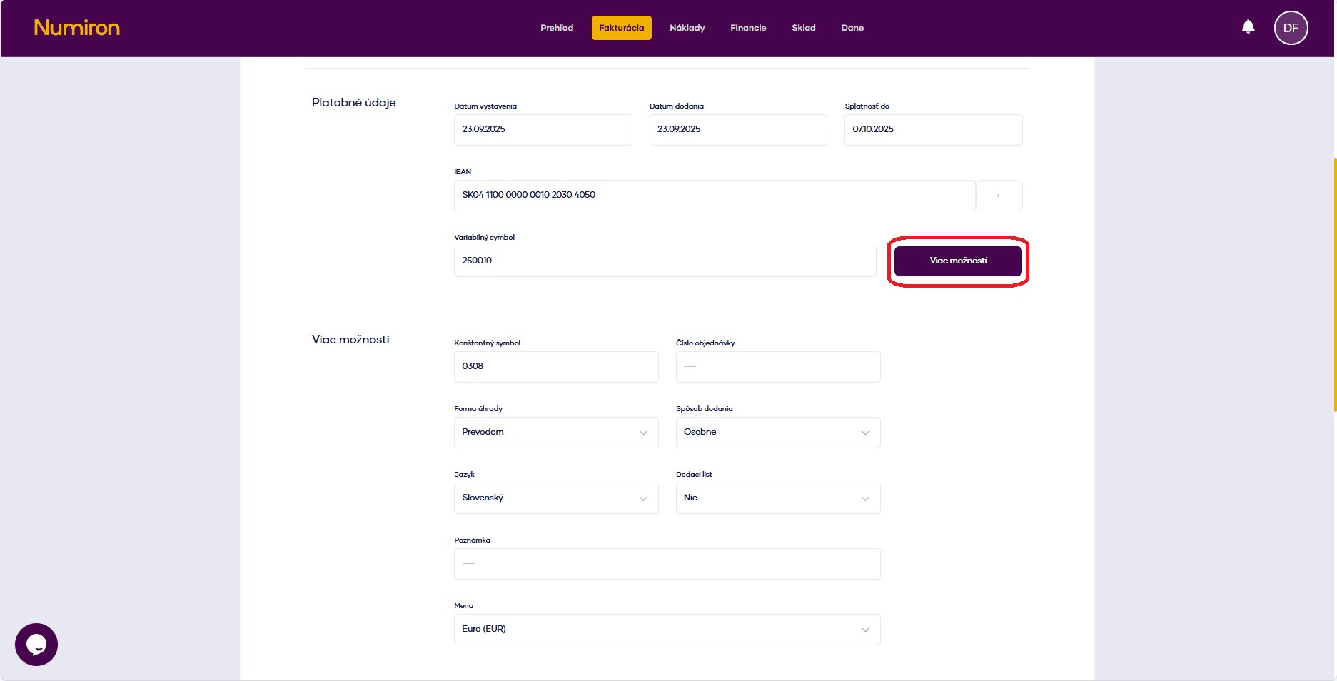 5 vystavena faktura viac moznosti