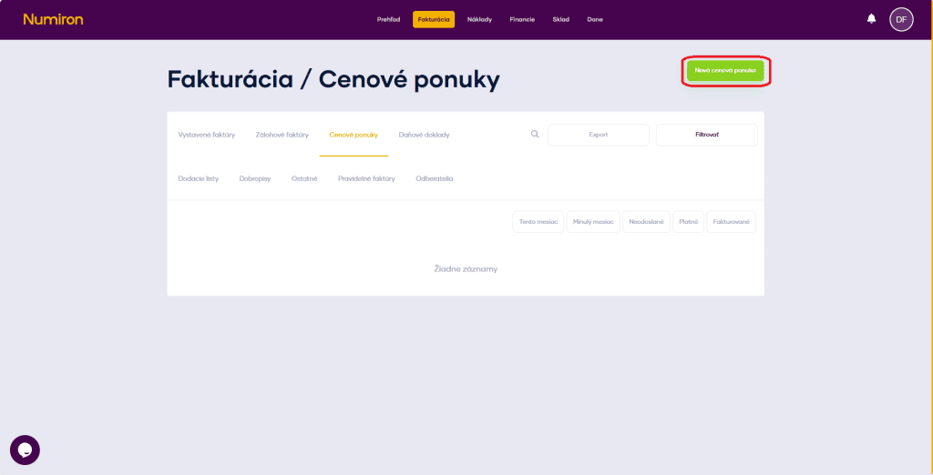 fakturacia cenove ponuky edit