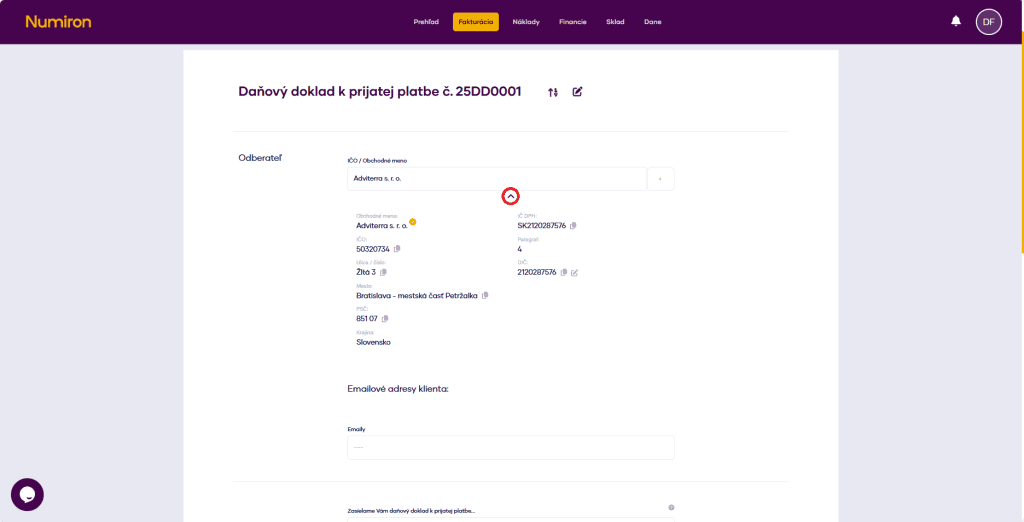 fakturacia danove doklady odberatel
