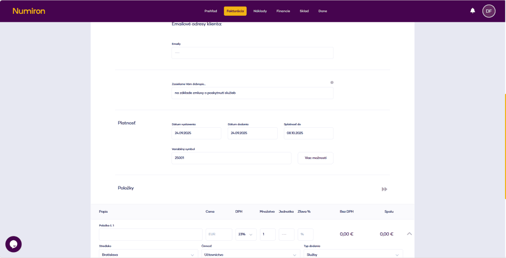 fakturacia dobropisy platnosť