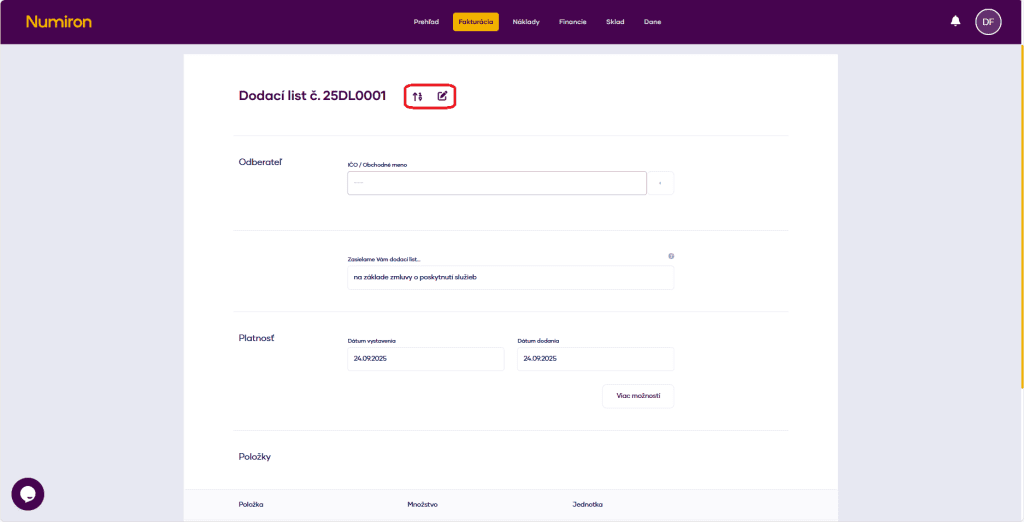 fakturacia dodacie listy rad