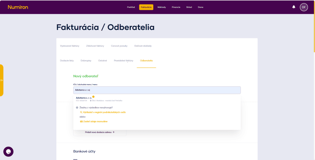 fakturacia odberate vyhladanie