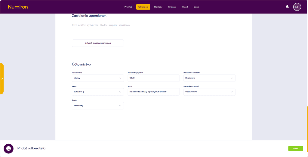 fakturacia odberatel uctovnictvo