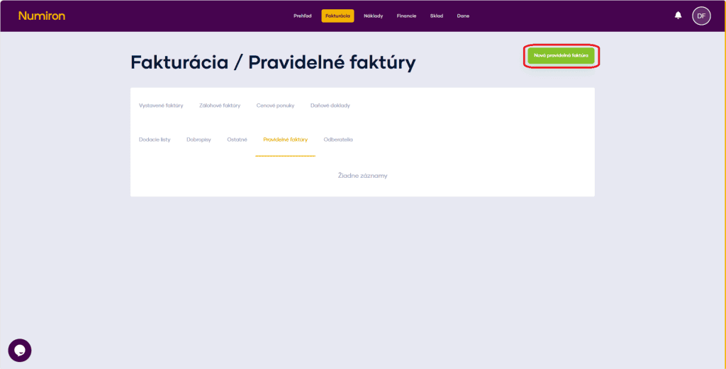 fakturacia pravidelne faktury nova faktura