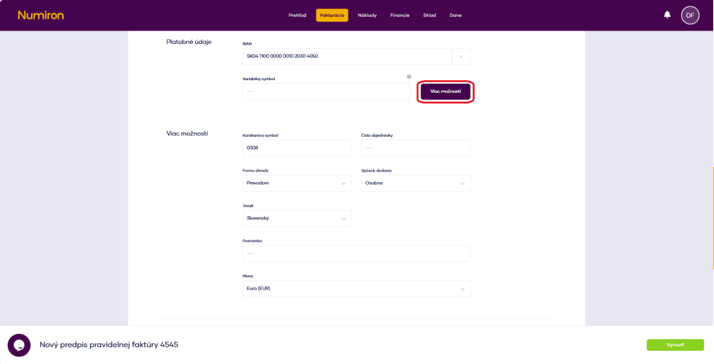 fakturacia pravidelne faktury viac moznosti