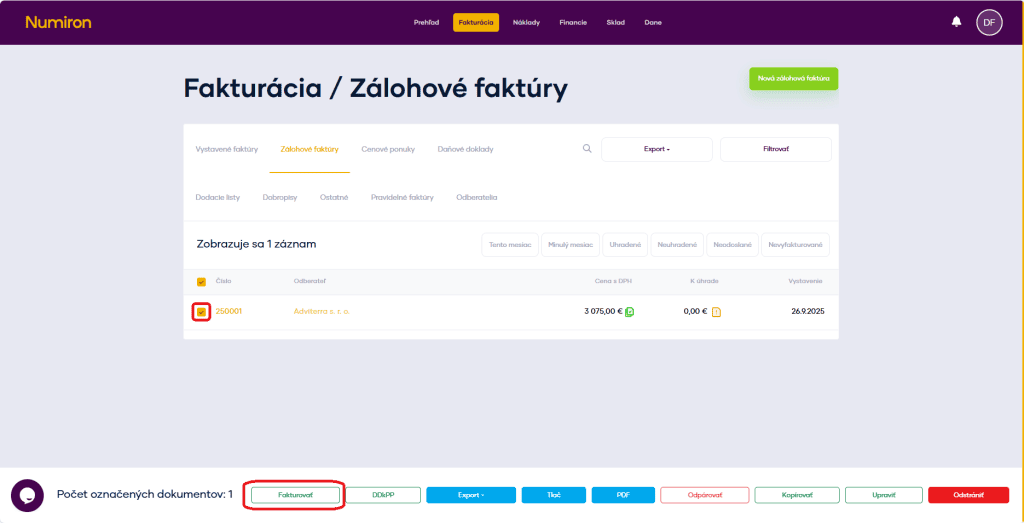 fakturacia zalohove fakturovat
