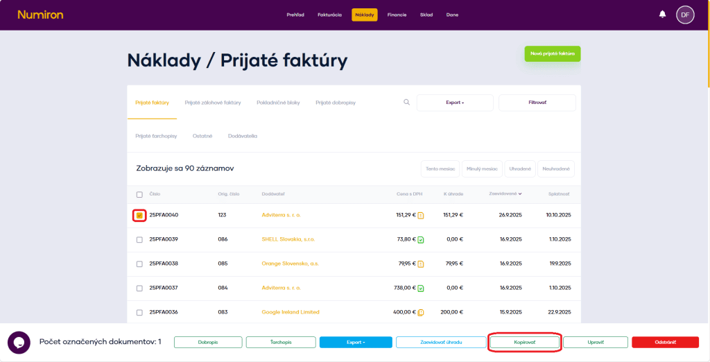 naklady kopirovanie