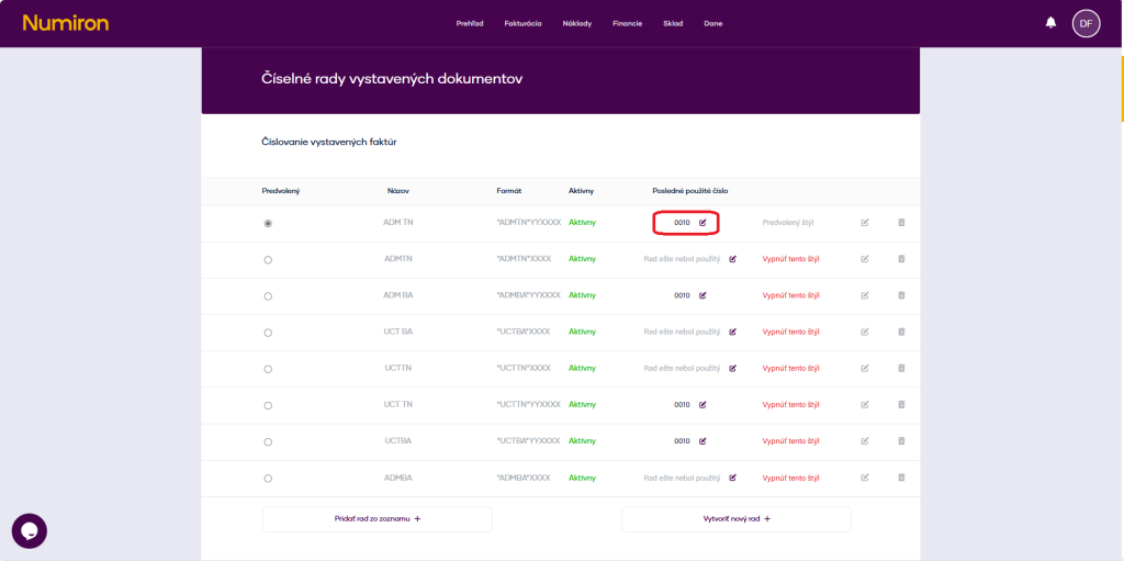 ciselne rady posledne cislo