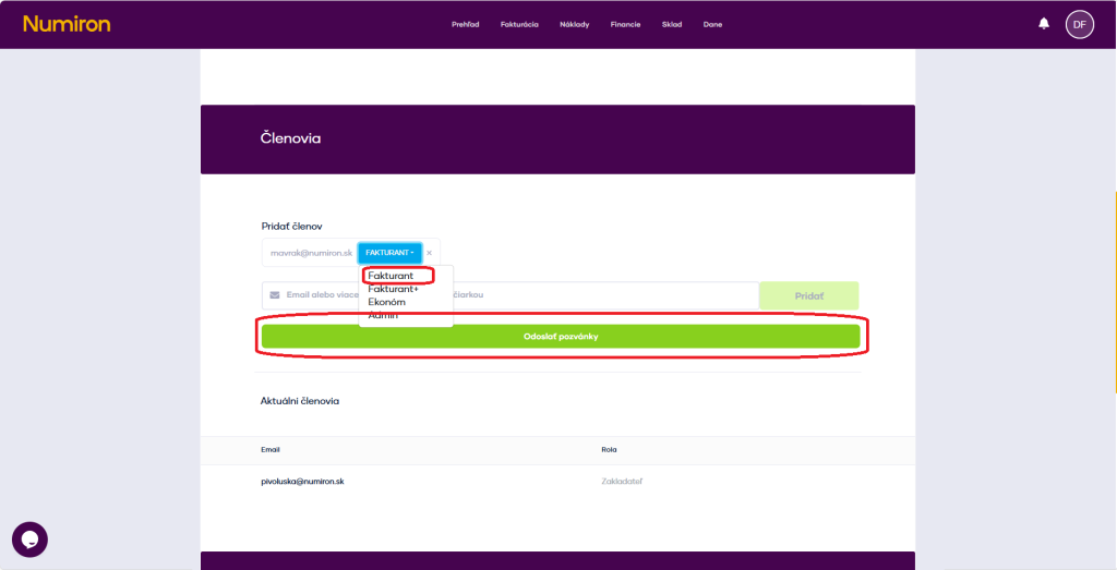 clenovia nastavenie role